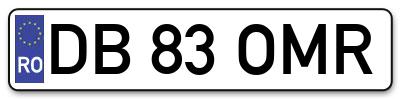 Placuta inmatriculare numar auto  DB-83-OMR, DB 83 OMR, DB83OMR