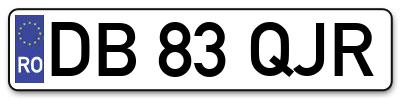 Placuta inmatriculare numar auto  DB-83-QJR, DB 83 QJR, DB83QJR
