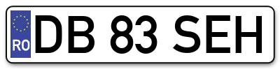 Placuta inmatriculare numar auto  DB-83-SEH, DB 83 SEH, DB83SEH