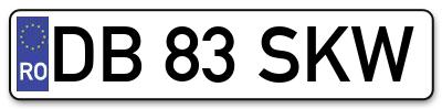 Placuta inmatriculare numar auto  DB-83-SKW, DB 83 SKW, DB83SKW