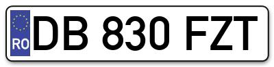 Placuta inmatriculare numar auto  DB-830-FZT, DB 830 FZT, DB830FZT