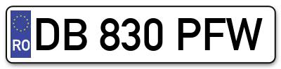 Placuta inmatriculare numar auto  DB-830-PFW, DB 830 PFW, DB830PFW