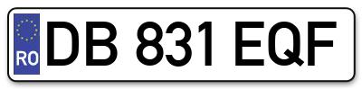 Placuta inmatriculare numar auto  DB-831-EQF, DB 831 EQF, DB831EQF