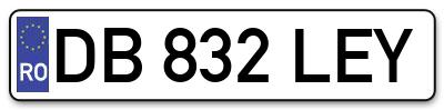 Placuta inmatriculare numar auto  DB-832-LEY, DB 832 LEY, DB832LEY