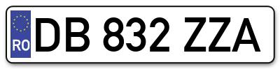 Placuta inmatriculare numar auto  DB-832-ZZA, DB 832 ZZA, DB832ZZA