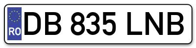 Placuta inmatriculare numar auto  DB-835-LNB, DB 835 LNB, DB835LNB