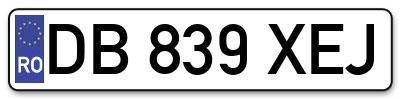 Placuta inmatriculare numar auto  DB-839-XEJ, DB 839 XEJ, DB839XEJ