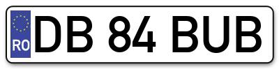 Placuta inmatriculare numar auto  DB-84-BUB, DB 84 BUB, DB84BUB