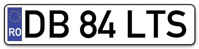 Placuta inmatriculare numar auto  DB-84-LTS, DB 84 LTS, DB84LTS