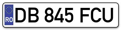 Placuta inmatriculare numar auto  DB-845-FCU, DB 845 FCU, DB845FCU