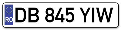 Placuta inmatriculare numar auto  DB-845-YIW, DB 845 YIW, DB845YIW