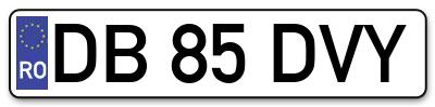 Placuta inmatriculare numar auto  DB-85-DVY, DB 85 DVY, DB85DVY
