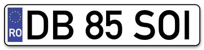 Placuta inmatriculare numar auto  DB-85-SOI, DB 85 SOI, DB85SOI