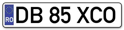 Placuta inmatriculare numar auto  DB-85-XCO, DB 85 XCO, DB85XCO