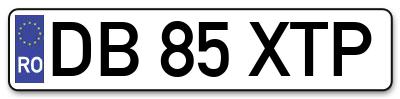 Placuta inmatriculare numar auto  DB-85-XTP, DB 85 XTP, DB85XTP