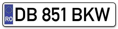 Placuta inmatriculare numar auto  DB-851-BKW, DB 851 BKW, DB851BKW