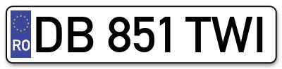 Placuta inmatriculare numar auto  DB-851-TWI, DB 851 TWI, DB851TWI