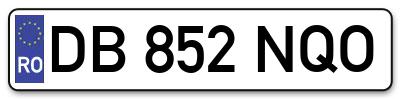 Placuta inmatriculare numar auto  DB-852-NQO, DB 852 NQO, DB852NQO
