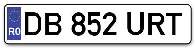 Placuta inmatriculare numar auto  DB-852-URT, DB 852 URT, DB852URT