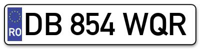 Placuta inmatriculare numar auto  DB-854-WQR, DB 854 WQR, DB854WQR