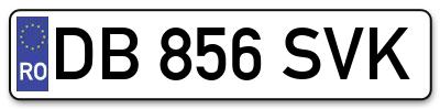 Placuta inmatriculare numar auto  DB-856-SVK, DB 856 SVK, DB856SVK