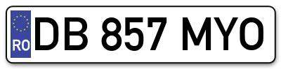 Placuta inmatriculare numar auto  DB-857-MYO, DB 857 MYO, DB857MYO