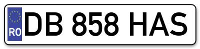 Placuta inmatriculare numar auto  DB-858-HAS, DB 858 HAS, DB858HAS