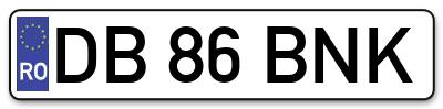 Placuta inmatriculare numar auto  DB-86-BNK, DB 86 BNK, DB86BNK
