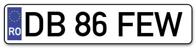 Placuta inmatriculare numar auto  DB-86-FEW, DB 86 FEW, DB86FEW