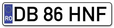 Placuta inmatriculare numar auto  DB-86-HNF, DB 86 HNF, DB86HNF