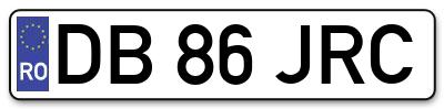 Placuta inmatriculare numar auto  DB-86-JRC, DB 86 JRC, DB86JRC