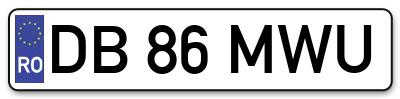 Placuta inmatriculare numar auto  DB-86-MWU, DB 86 MWU, DB86MWU