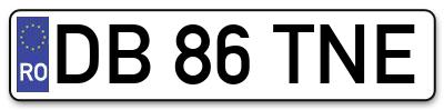 Placuta inmatriculare numar auto  DB-86-TNE, DB 86 TNE, DB86TNE