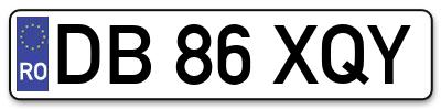 Placuta inmatriculare numar auto  DB-86-XQY, DB 86 XQY, DB86XQY
