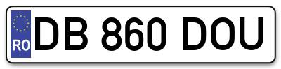 Placuta inmatriculare numar auto  DB-860-DOU, DB 860 DOU, DB860DOU