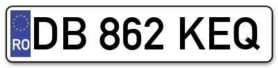 Placuta inmatriculare numar auto  DB-862-KEQ, DB 862 KEQ, DB862KEQ
