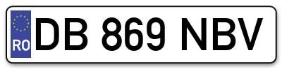 Placuta inmatriculare numar auto  DB-869-NBV, DB 869 NBV, DB869NBV