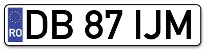 Placuta inmatriculare numar auto  DB-87-IJM, DB 87 IJM, DB87IJM