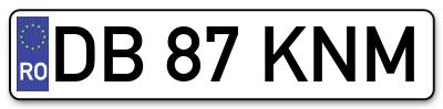 Placuta inmatriculare numar auto  DB-87-KNM, DB 87 KNM, DB87KNM