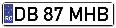 Placuta inmatriculare numar auto  DB-87-MHB, DB 87 MHB, DB87MHB