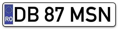 Placuta inmatriculare numar auto  DB-87-MSN, DB 87 MSN, DB87MSN