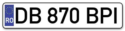 Placuta inmatriculare numar auto  DB-870-BPI, DB 870 BPI, DB870BPI