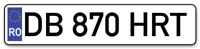 Placuta inmatriculare numar auto  DB-870-HRT, DB 870 HRT, DB870HRT