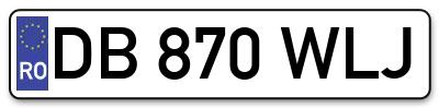 Placuta inmatriculare numar auto  DB-870-WLJ, DB 870 WLJ, DB870WLJ