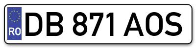Placuta inmatriculare numar auto  DB-871-AOS, DB 871 AOS, DB871AOS