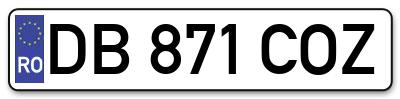 Placuta inmatriculare numar auto  DB-871-COZ, DB 871 COZ, DB871COZ