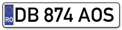 Placuta inmatriculare numar auto  DB-874-AOS, DB 874 AOS, DB874AOS