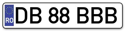 Placuta inmatriculare numar auto  DB-88-BBB, DB 88 BBB, DB88BBB
