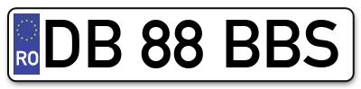 Placuta inmatriculare numar auto  DB-88-BBS, DB 88 BBS, DB88BBS