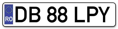 Placuta inmatriculare numar auto  DB-88-LPY, DB 88 LPY, DB88LPY